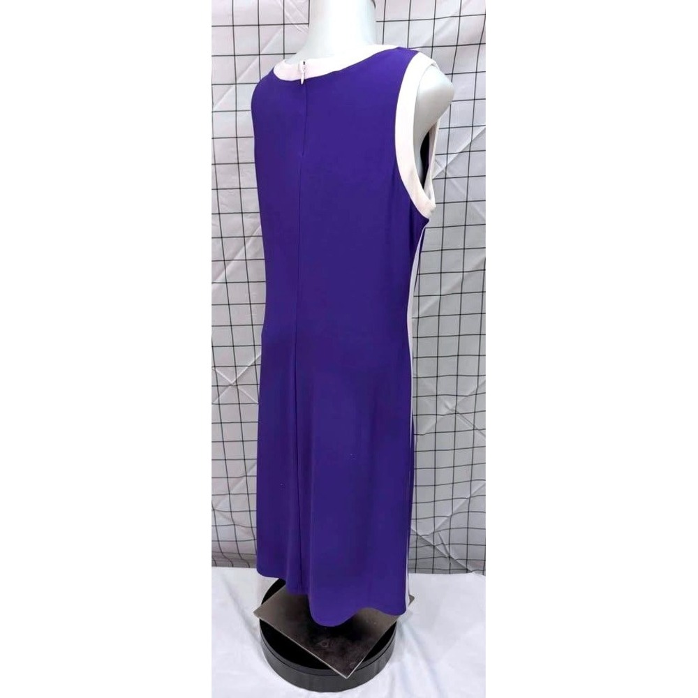 Chaps~Purple/White Color Block /Sleeveless/Crew Neck/Ruching Waist~Size Large - Picture 3 of 10
